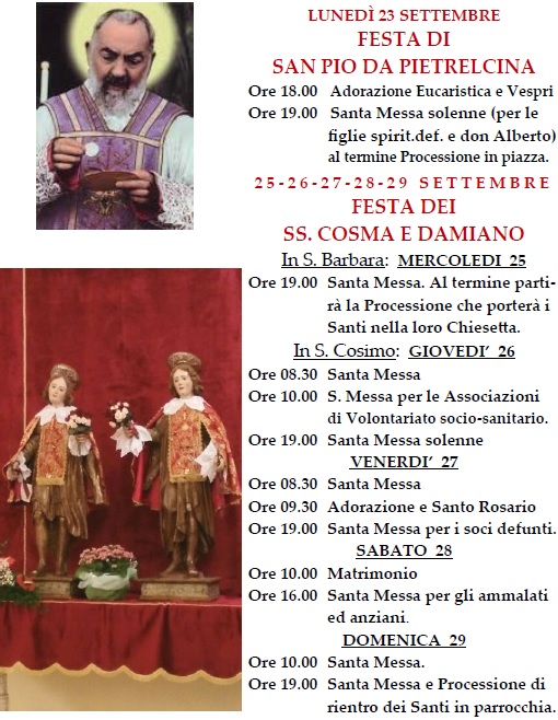 Festa San Pio e SS. Cosma e Damiano 2024